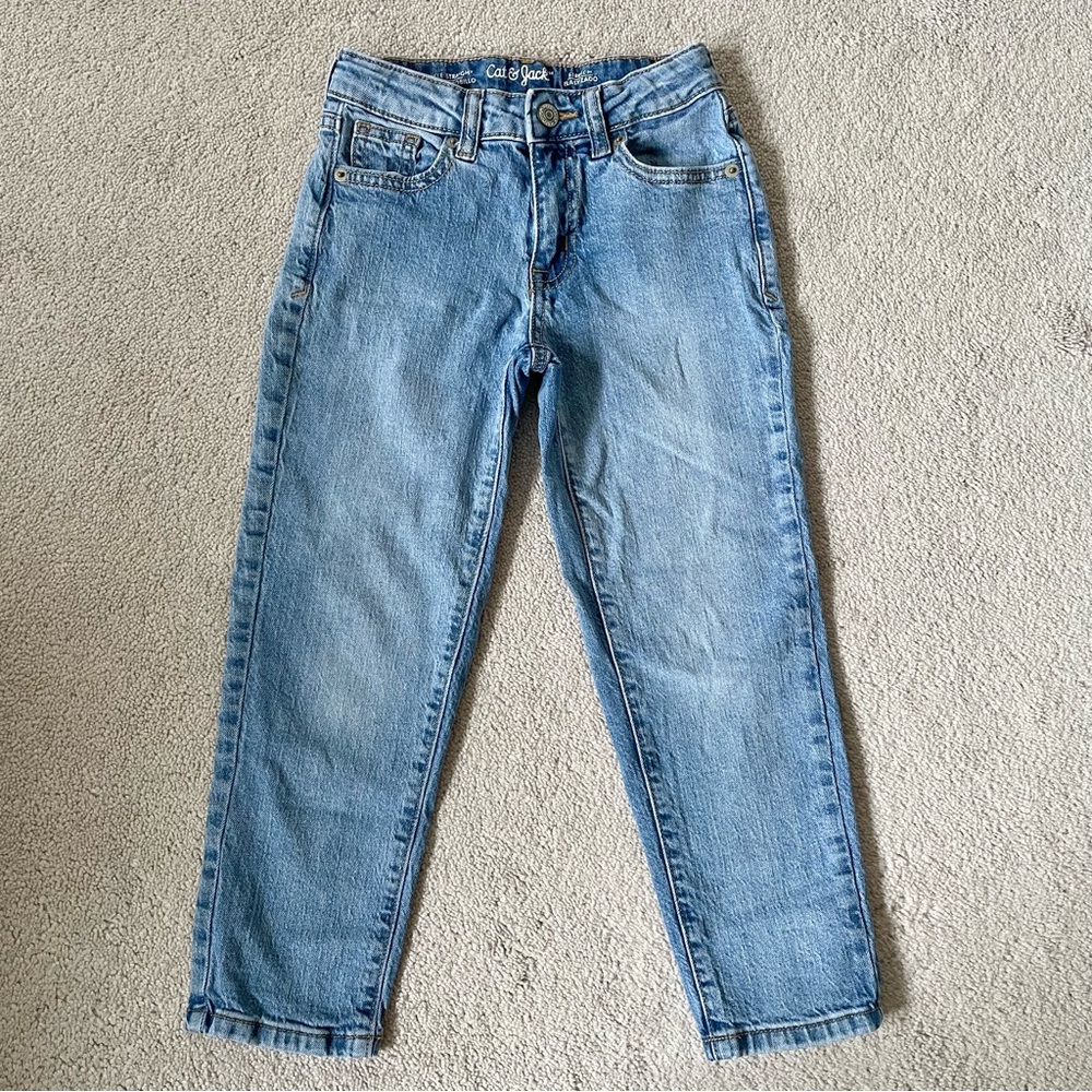 Girls' High-Rise Ankle Straight Jeans - Cat & Jack™ Light Blue, size 7